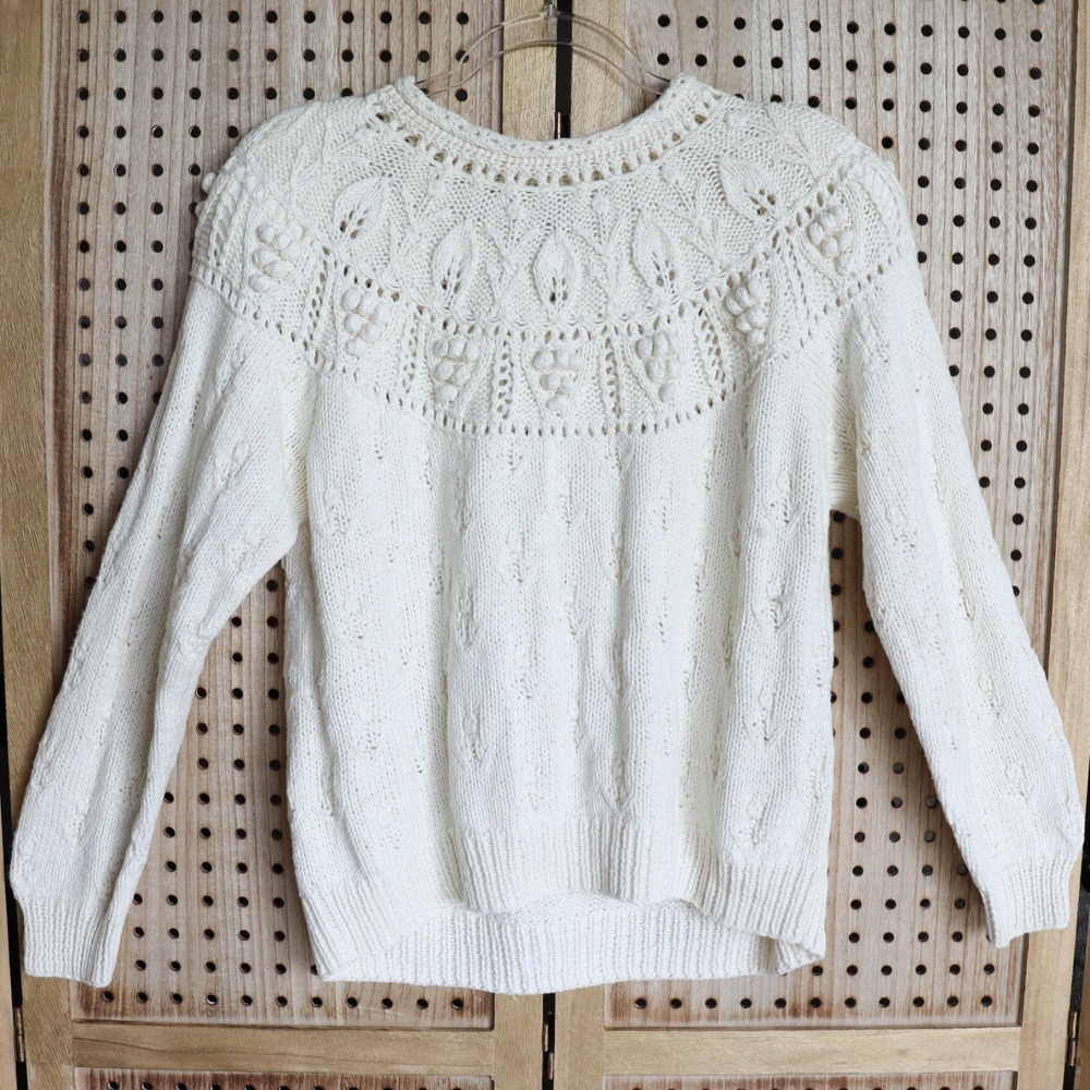 Vintage Nordstrom Point of View Chunky Knit Sweater Crew Neck Womens SIZE S